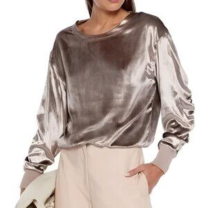 Rag & Bone‎ Brown Ruched Sleeves Velvet Crewneck